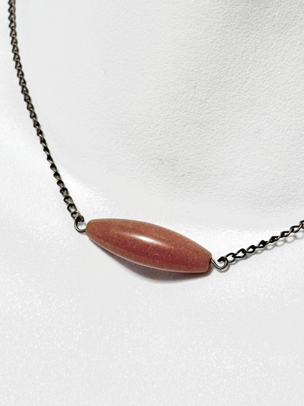 2/$20, Burnt Orange Aventurine Short Necklace, Genuine Gemstone & Bronze Chain